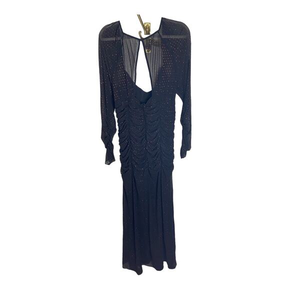 Dundas x Revolve Stardust Ruched Maxi Dress Long Sleeve Side Slit Black Ruby XL - Picture 11 of 14